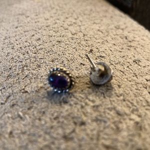 Vintage sterling silver and amethyst stud earrings